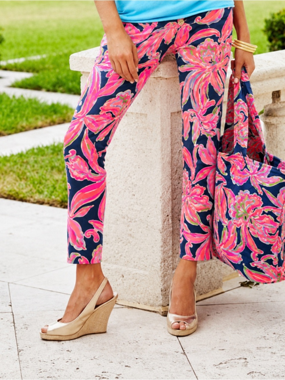 Lilly Pulitzer Kelly Textured Skinny Ankle Pant size 4 in Bananas Flambé